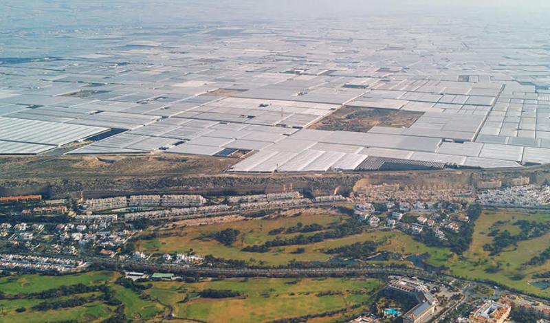 View of intensive agriculture and greenhouse cultivation in Almeria